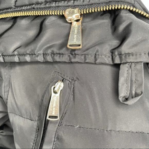 Michael Kors down feather long sleeve puffer jacket black gold buttons high coll - Picture 4 of 12